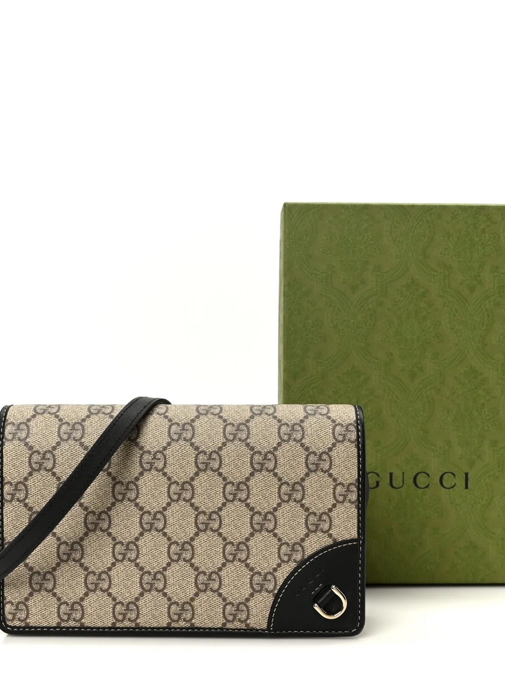 Gucci Beige GG Supreme Canvas Crossbody with Black Trim